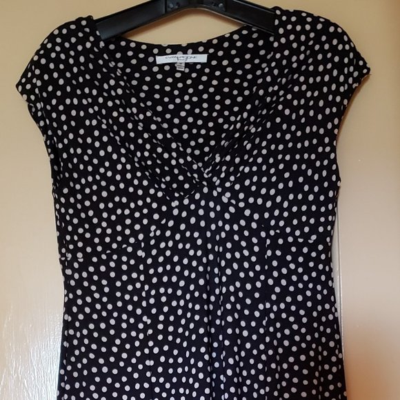 Evan Piccone Midi dress Blk & Wht Polka Dot ** - Picture 1 of 5